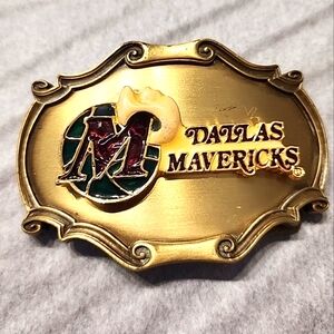 Vintage 1978 RainTree Belt Buckle Dallas Mavericks Metal Brass USA Basketball